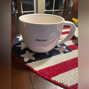 Rae Dunn PAUSE Coffee Mug Cup Typewriter Font Artisan Collection by Magenta